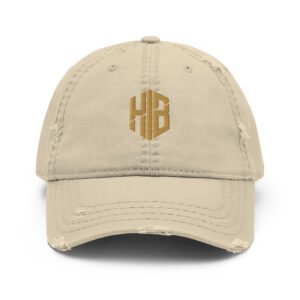 Distressed Embroidered Dad Hat — Stone