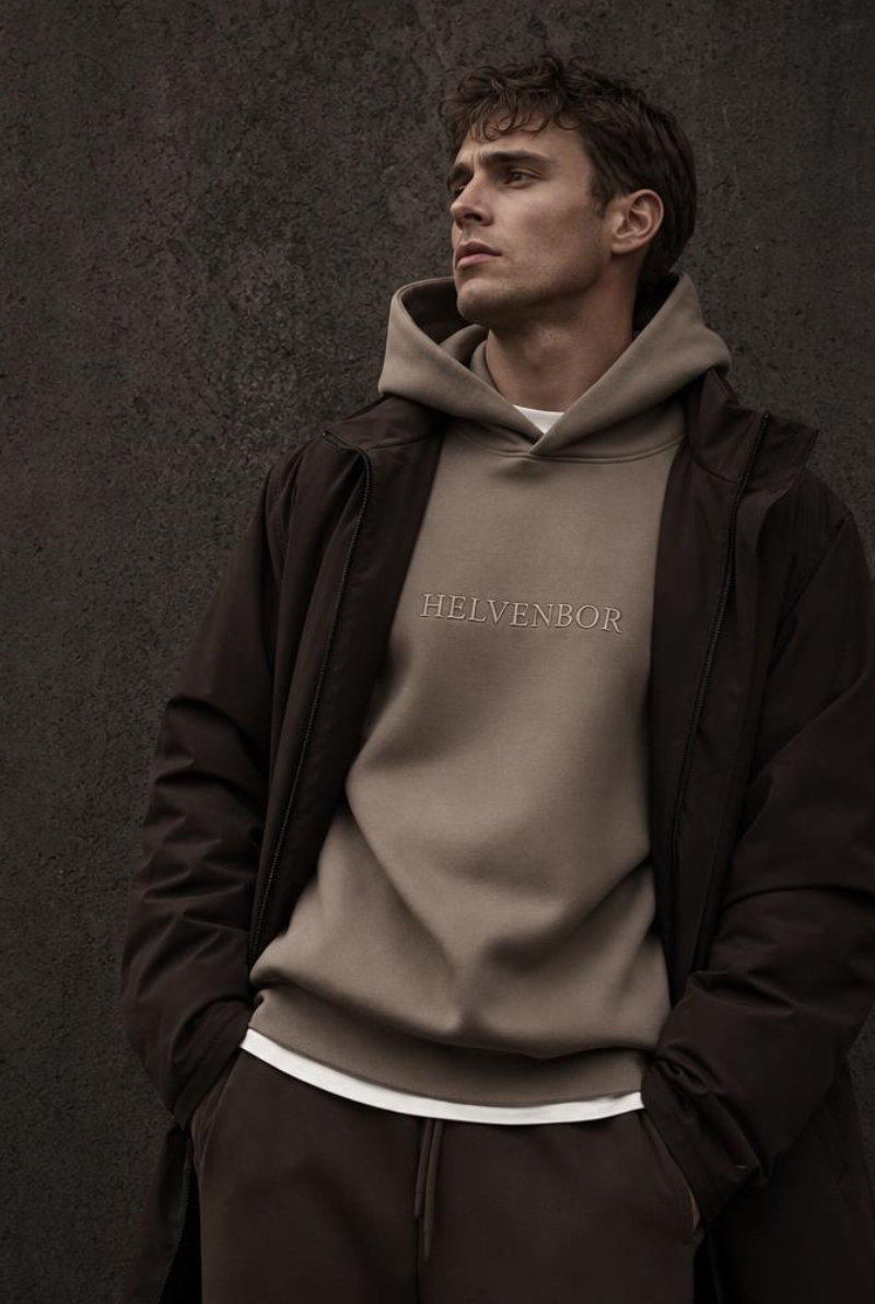 HELVEN BOR hoodie in a dark urban streetwear setting